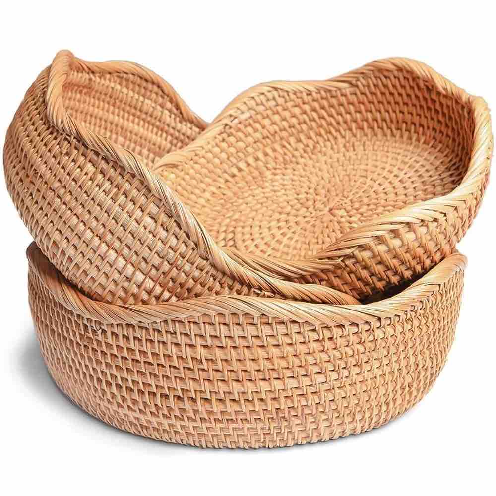 Set 3 Flower Shape Rattan Basket  BK323138